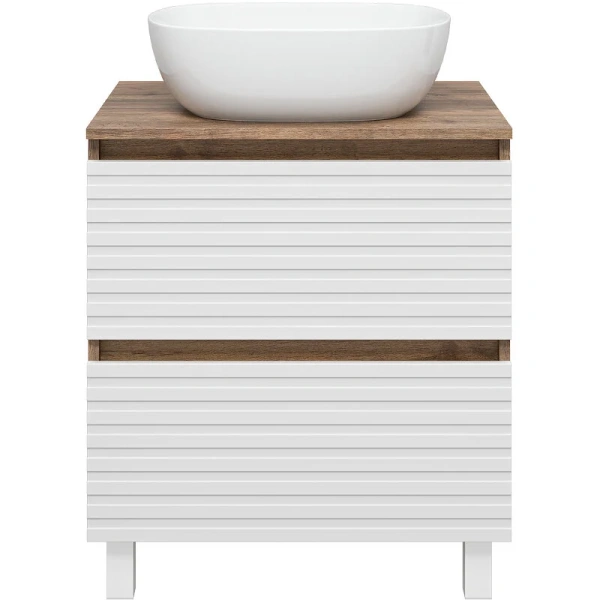 Тумба под раковину напольная Brevita Dakota 60 см дуб галифакс олово, белый DAK-07060-19/01-2Я (детальная фотография), в наличии
