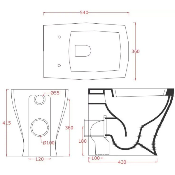 Схема (детальная фотография), без бачка, со скрытым бачком