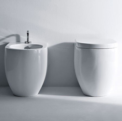 Биде напольное Kerasan Flo белое 312001*1 (детальная фотография), современные, hi-tech