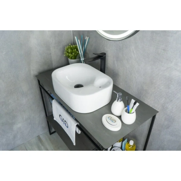 Раковина GID Geometrico N9266 47 см белая 51173 (детальная фотография), 45 см