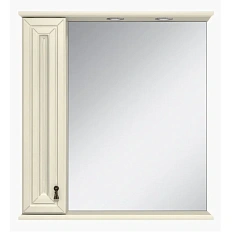 Зеркальный шкаф с подсветкой Misty Лувр 75 см слоновая кость правый