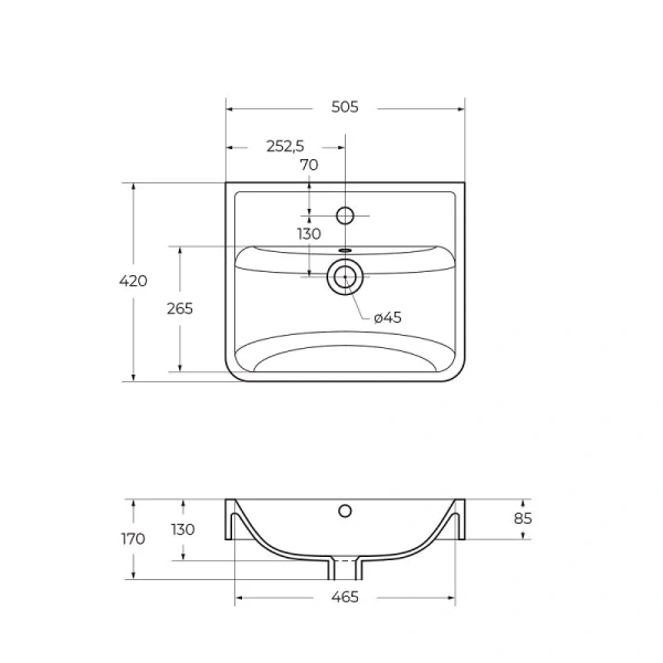 Раковина мебельная BelBagno Neon 50 см белая 19050 (детальная фотография), нет в наличии