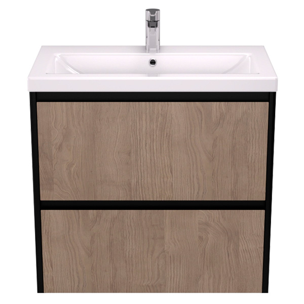 Тумба с раковиной подвесная Velvex Klaufs tpKLA.80.2Y-61 80 см с ящиками (детальная фотография), моноблок