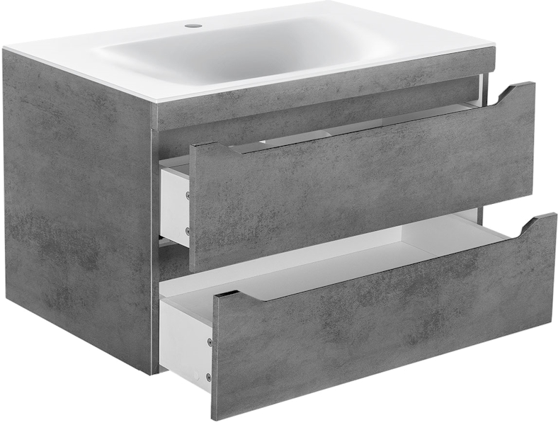 Тумба с раковиной подвесная Vincea Fine VMC-2F800 80,5 см с выдвижными ящиками (детальная фотография), комплект (набор)