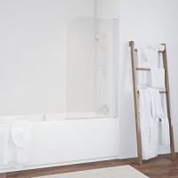 Душевая шторка на ванную профиль белый стекло ретро Vegas-glass