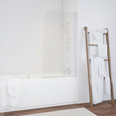 Душевая шторка на ванную профиль белый стекло ретро Vegas-glass