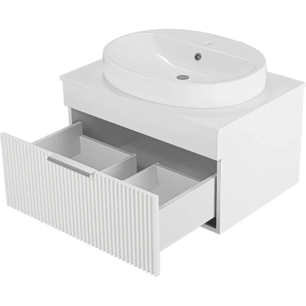Тумба под раковину подвесная Brevita Enfida 70 см белая ENF-06070-0141Я (детальная фотография), под накладную раковину