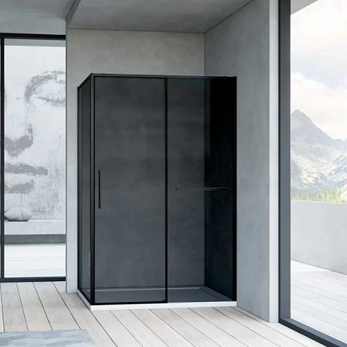 Душевой уголок Vincea Slim Soft 120х90 см профиль черный, стекло тонированное - фото 3