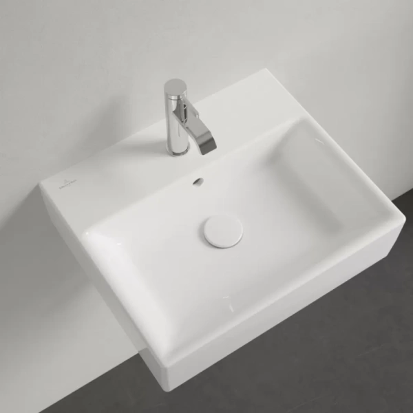 Раковина Villeroy & Boch Memento 50 см альпийский белый с покрытием CeramicPlus 51335LR1 (детальная фотография), прямоугольной формы