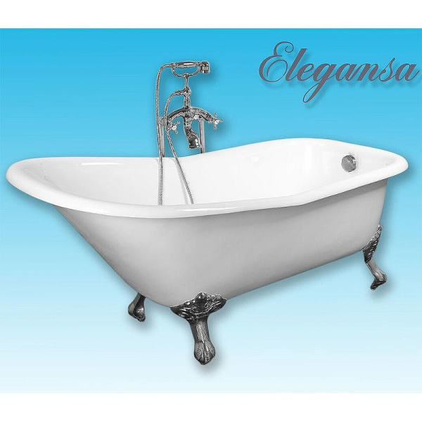 Ванна чугунная, ножки хром, Elegansa Schale Н0000012 (детальная фотография), чугунные