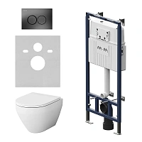 Унитаз с инсталляцией Am.Pm Spirit 2.0 кнопка черная матовая