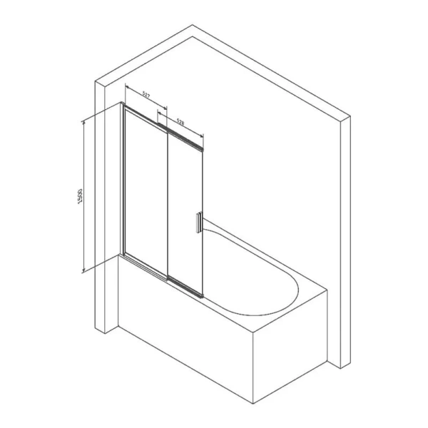 Шторка для ванны Am.Pm Like 100х150 см распашная/раздвижная W80S-100PS-150MT (детальная фотография), 100 см