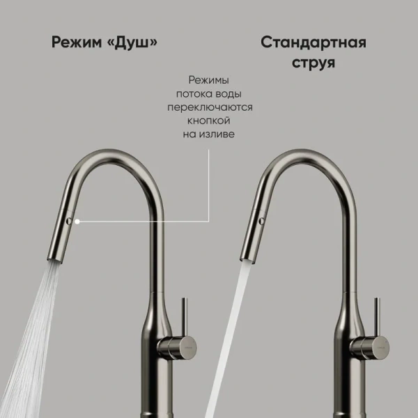 Смеситель для кухни Sancos Grand вороненая сталь SC4002GG (детальная фотография), в наличии