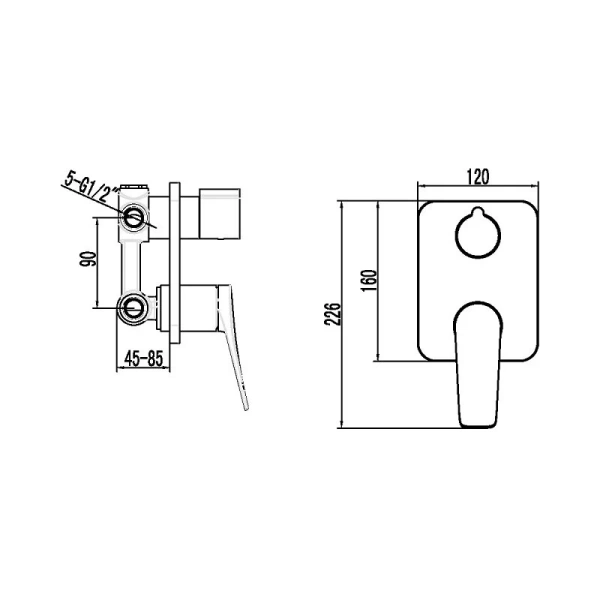 Смеситель для душа Lemark Bronx встраиваемый графит LM3728GM (детальная фотография), для душа