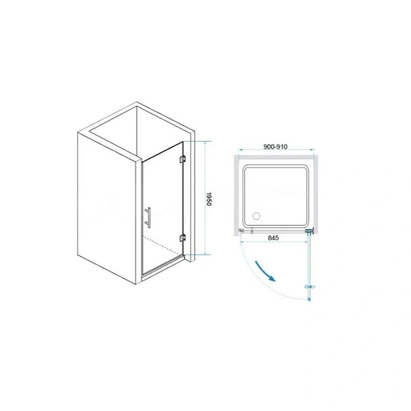 Душевая дверь в нишу RGW Hotel HO-011 90 см профиль хром стекло прозрачное 350601109-11 (детальная фотография), современные, hi-tech