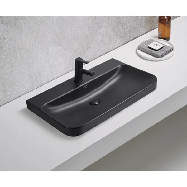 Раковина GID Integrado Bm9580s 81 см черная 72211 (детальная фотография), современные, hi-tech