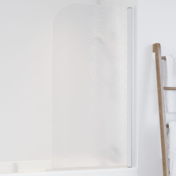 Душевая шторка на ванную профиль белый стекло шиншилла Vegas-glass EV 76 01 02 R (детальная фотография)