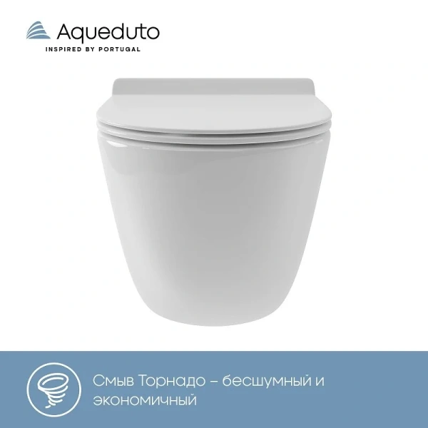 Унитаз подвесной Aqueduto Ovo безободковый OVOT0110 (детальная фотография), с горизонтальным, прямым выпуском, с прямым выпуском