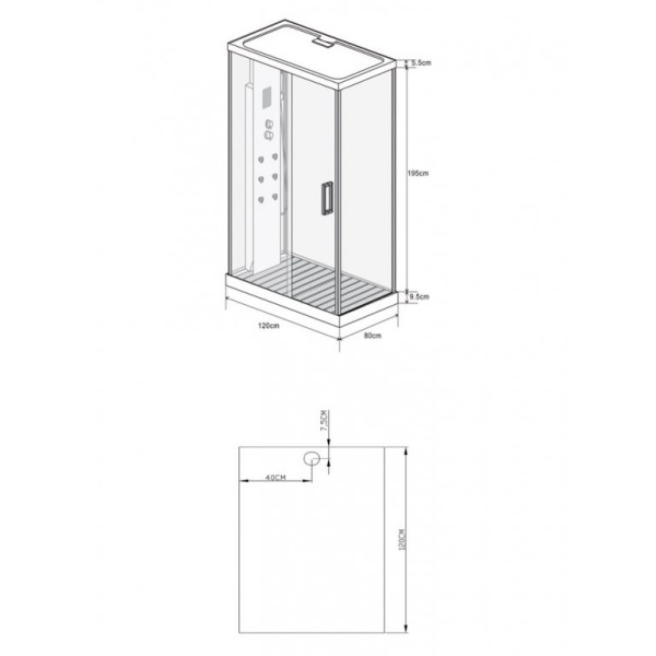 Схема (детальная фотография), пристенные, с гидромассажем, с вентиляцией, с крышей, с сиденьем