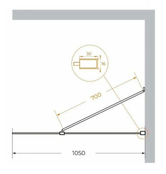 Душевая перегородка Cezares Liberta 105 см профиль хром LIBERTA-L-1-TB-105-C-Cr (детальная фотография), современные, hi-tech