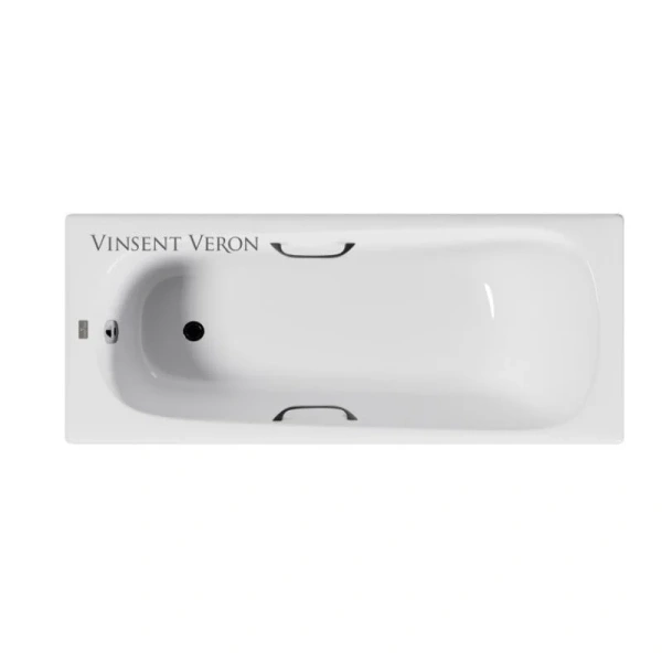 Чугунная ванна Vinsent Veron Concept VCO1407042H/VH0012BL, 140 x 70 см, ручки черные матовые, цвет белый (детальная фотография)