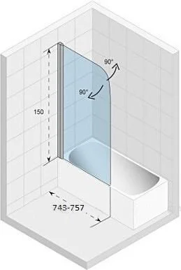 Шторка для ванны Riho Novik Z107 GZT9300075 76 см G003043120 (детальная фотография), современные, hi-tech