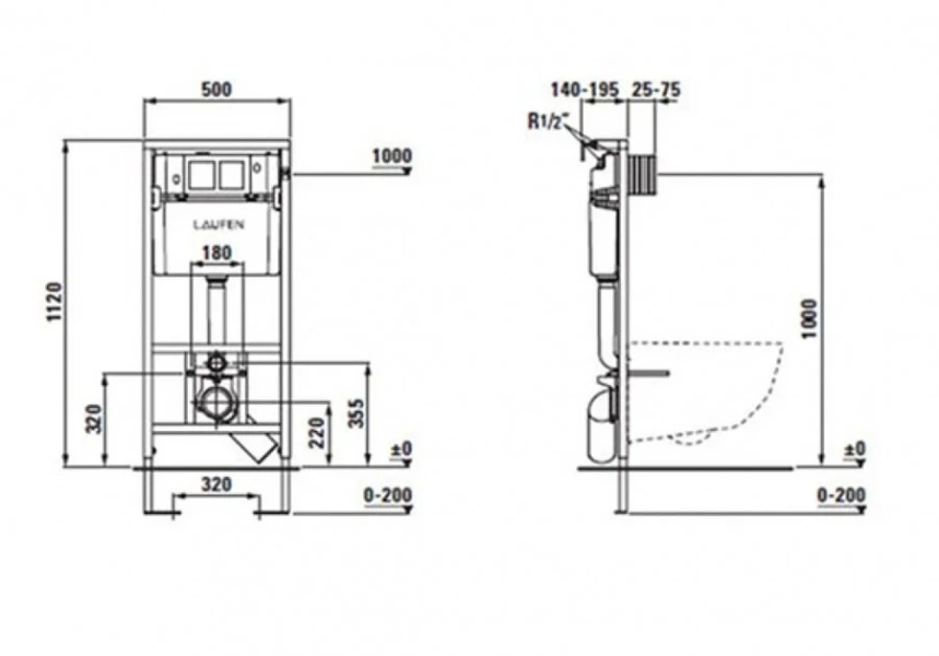 Система инсталляции для унитазов Laufen Lis CW1 8.9466.0 8.9466.0.000.000.1 (детальная фотография), для унитаза