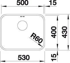 Мойка для кухни Blanco Supra 500-U 53 см сталь полированная 518205 (детальная фотография), прямоугольной формы