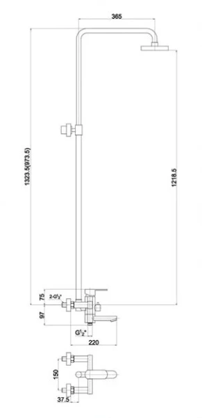 Душевая стойка Timo Polo хром SX-1100 white (детальная фотография), современные, hi-tech