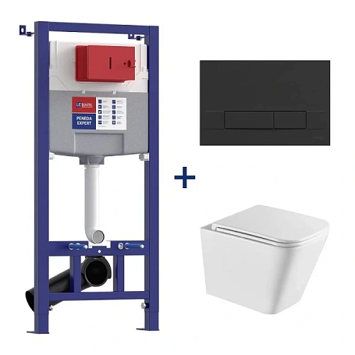 Унитаз с инсталляцией Lemark Florex клавиша черный матовый - фото 4