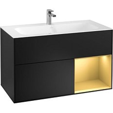 Тумба под раковину подвесная Villeroy & Boch Finion 100 см gold matt/black matt