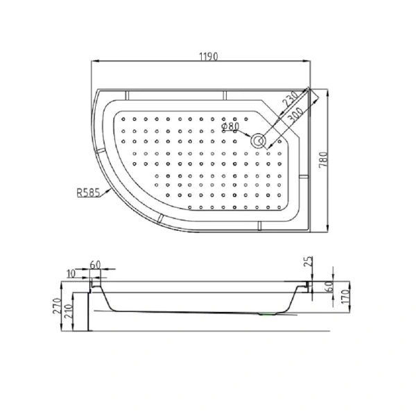 Душевая кабина Deto EM 120x80 см с средним поддоном EM2712RGM (детальная фотография), с раздвижными дверьми