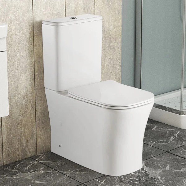 Унитаз компакт Azario Anteo Square белый AZ-1218A (детальная фотография), напольные