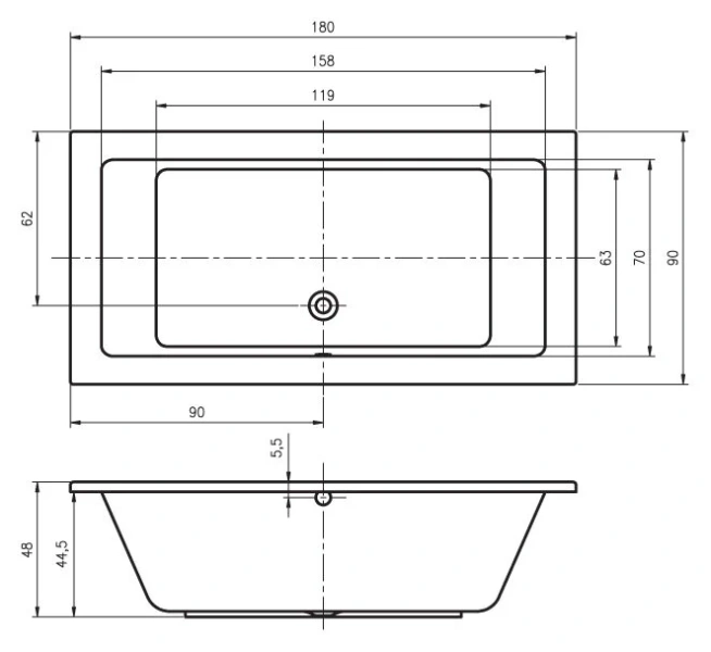 Ванна гидромассажная Riho Lusso 180 x 90 см, AIR BA7700500000000_AIR (детальная фотография), акриловые