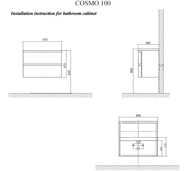Схема (детальная фотография), под накладную раковину