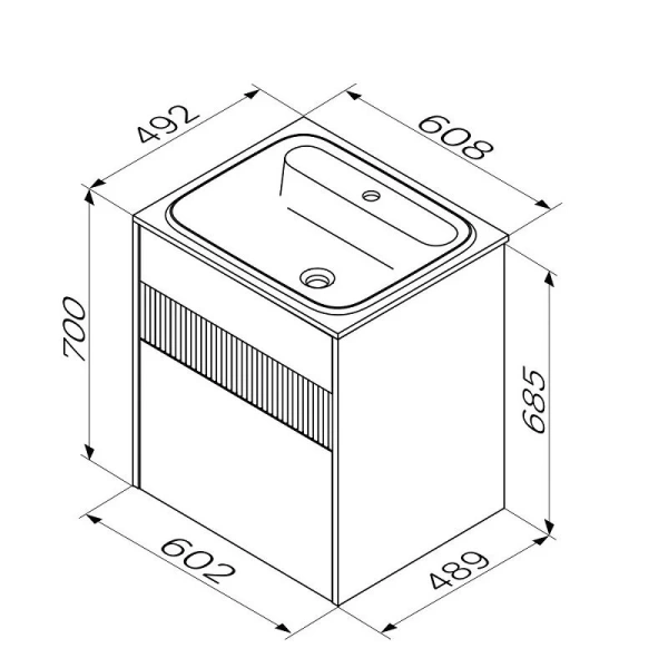 Тумба с раковиной подвесная Am.Pm Func M8FFUX0602WM 60 см с ящиками (детальная фотография), в наличии, по запросу