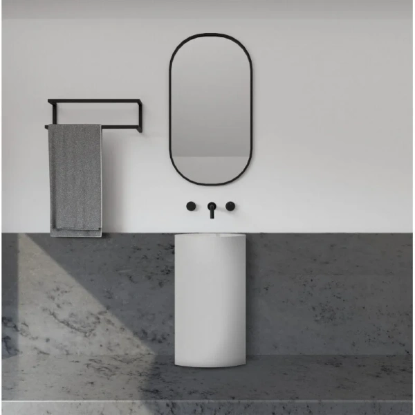 Раковина напольная Abber Stein белая матовая AS2506-H (детальная фотография), белые