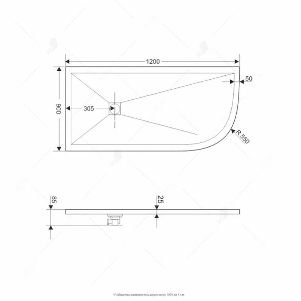 Душевой поддон RGW Stone Tray ST/AR-W 120x90 см правый белый 16154129-01R (детальная фотография), низкие до 15 см