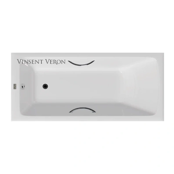 Чугунная ванна Vinsent Veron Kingston VKN1808050H/E60327CH, 180 x 80 см, ручки хром, цвет белый (детальная фотография)