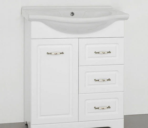 Тумба с раковиной напольная Style Line Олеандр-2 ЛС-00000047 65 см с тремя ящиками (детальная фотография), в наличии, по запросу