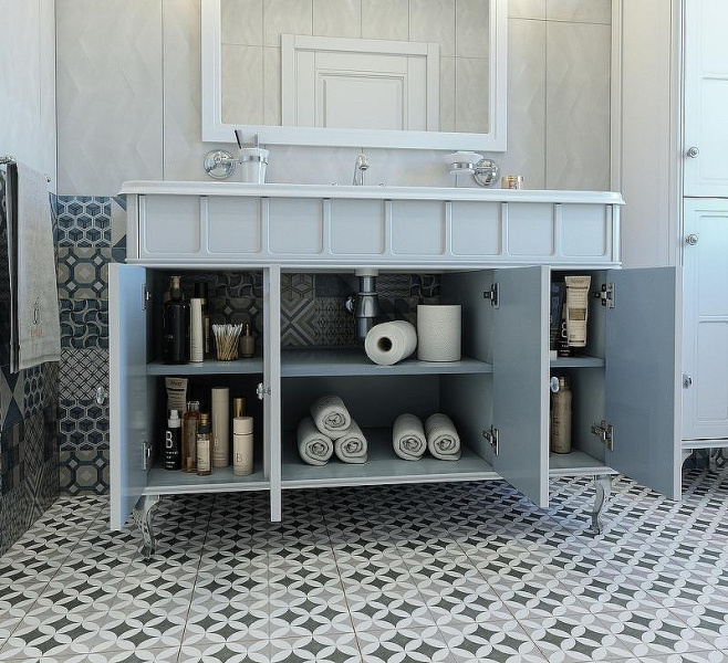 Тумба под раковину напольная Caprigo Borgo 120 см Bianco 33425-B231 (детальная фотография), напольная, пристенная