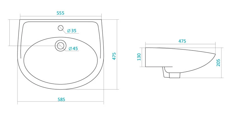 Раковина Santek Бореаль 1WH110484 (детальная фотография), современные, hi-tech