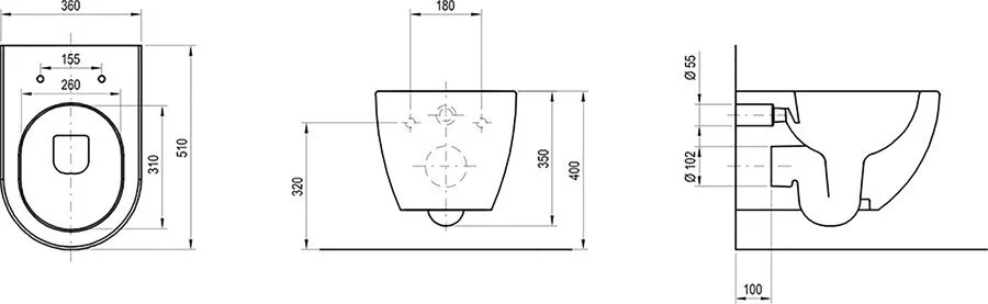 Унитаз подвесной Ravak Uni Chrome черный X01794 (детальная фотография), современные, hi-tech