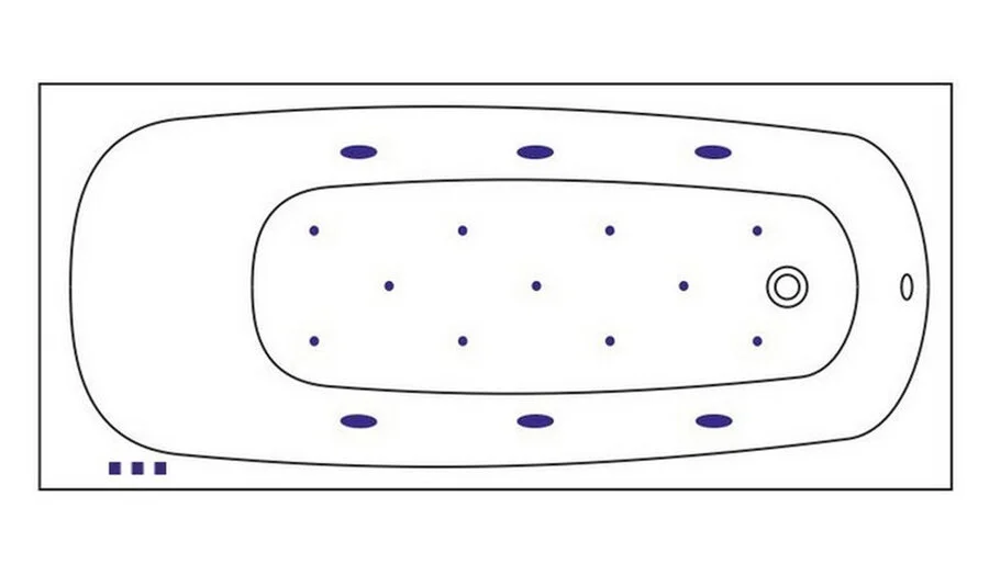 Ванна гидромассажная Whitecross Layla Relax, 170 х 75 см, увеличенная толщина акрила, усиленная армировка, белый/золото, 0102.170075.100.RELAX.GL (детальная фотография), акриловые