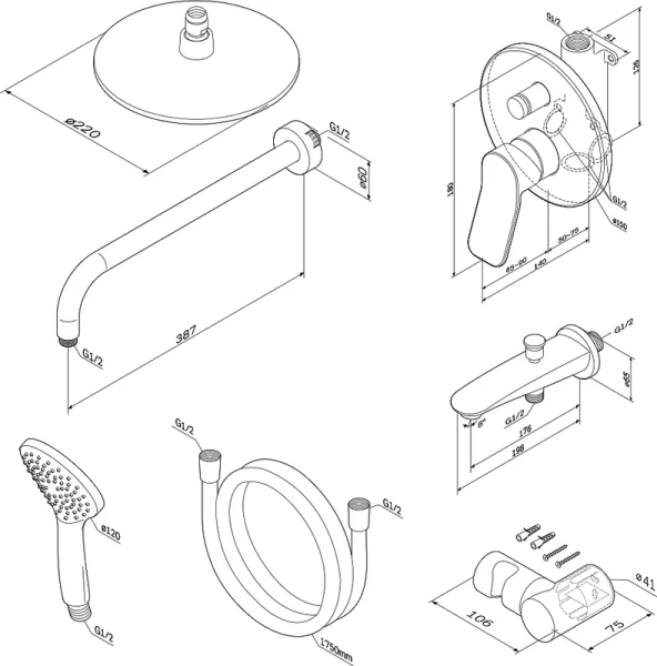 Душевой комплект Am.Pm X-Joy 4 в 1 с внутренней частью  FB85A10000 (детальная фотография), хром index_4