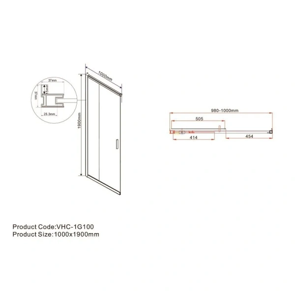 Душевой уголок Vincea Garda 110х100 см брашированное золото текло прозрачное VSS-1G1011CLG (детальная фотография), золото