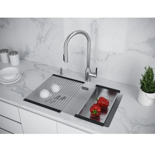 Мойка для кухни Paulmark Lumi 74 см белая матовая LU74-WH (детальная фотография), белые