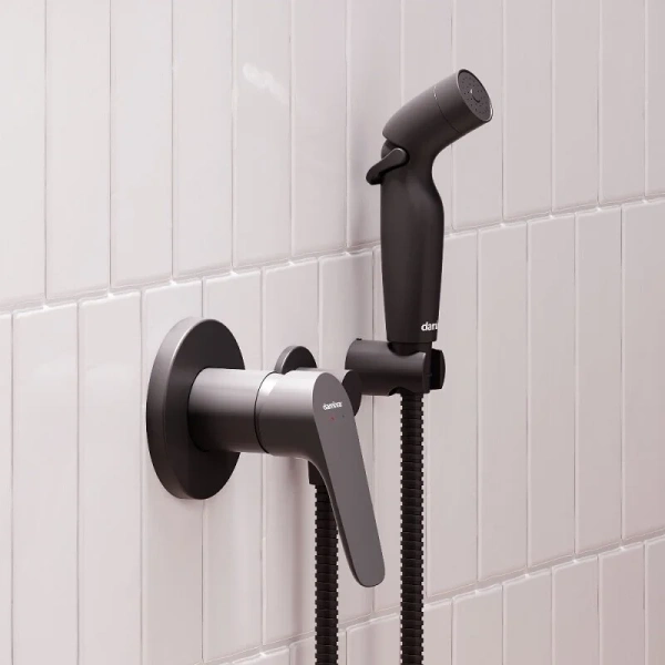 Гигиенический душ со смесителем Damixa Jupiter черный матовый 777510300 (детальная фотография), полный комплект со смесителем