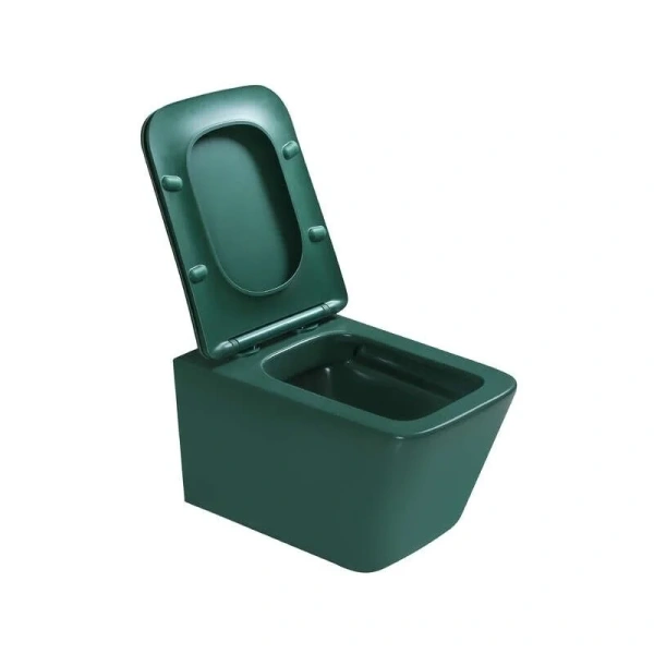 Унитаз подвесной SantiLine зеленый SL-5007G (детальная фотография), без бачка, со скрытым бачком