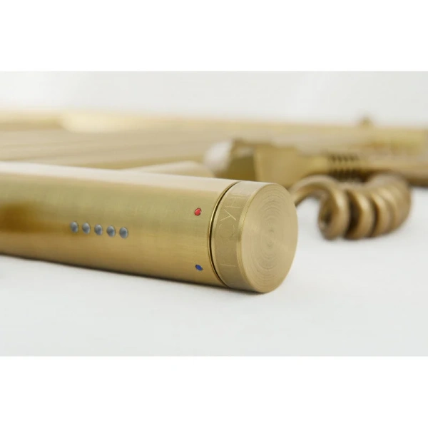 Полотенцесушитель электрический Сунержа Богема 3.0 50х100 см левый состаренная латунь 051-5804-1050 (детальная фотография), из нержавеющей стали, без полки, неповоротные, с терморегулятором